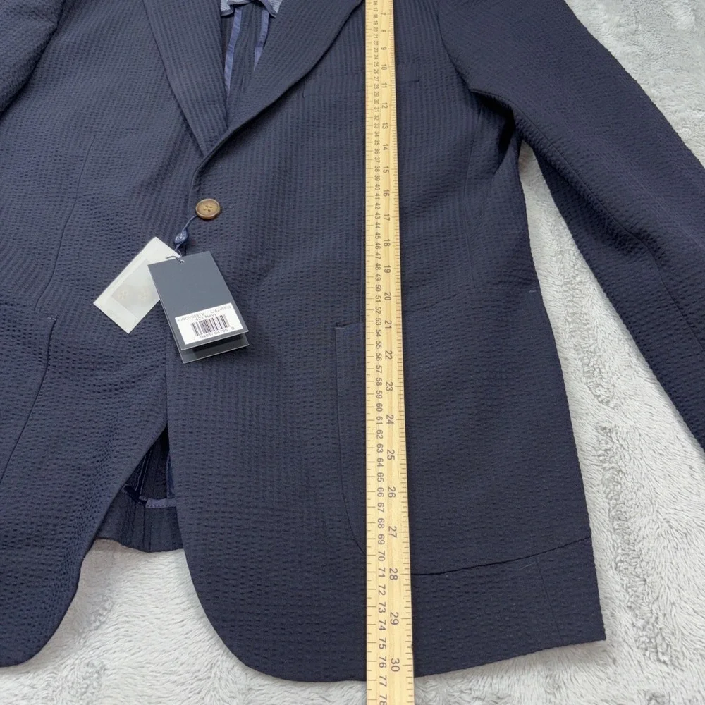 Victor Emmanuel Textured Stretch Seersucker Sport Coat L/42-Reg Navy NWT